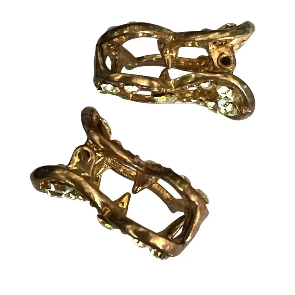 Gold Tone Heart Rhinestone Mini Claw Hair-clips set of 2